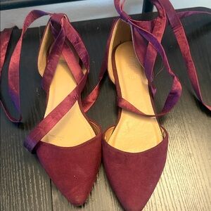 Charlotte Russe Burgundy Lace-Up Flats